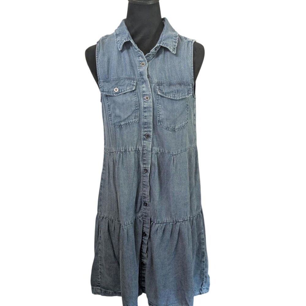 Velvet Heart Sleeveless Tiered Denim Tencel Dress M